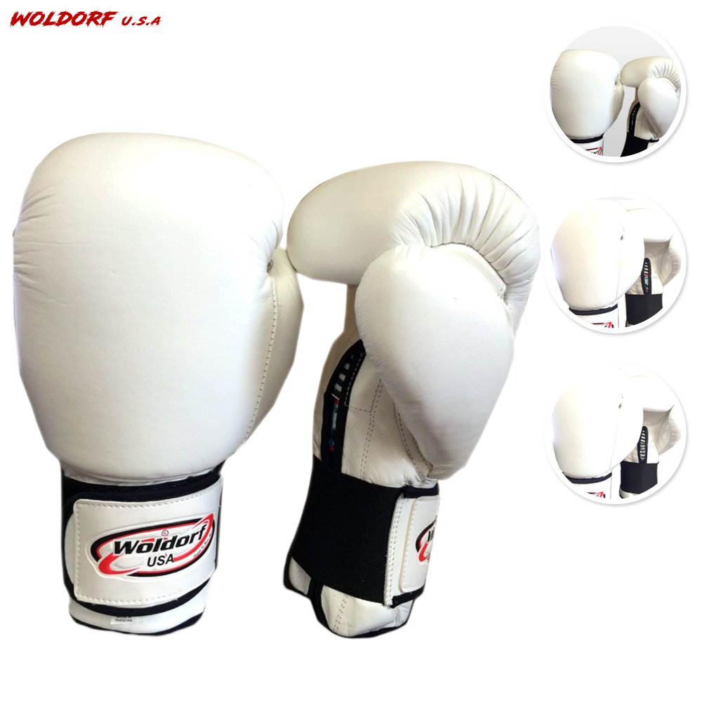 Boxing Gloves in Leather White Training Gloves