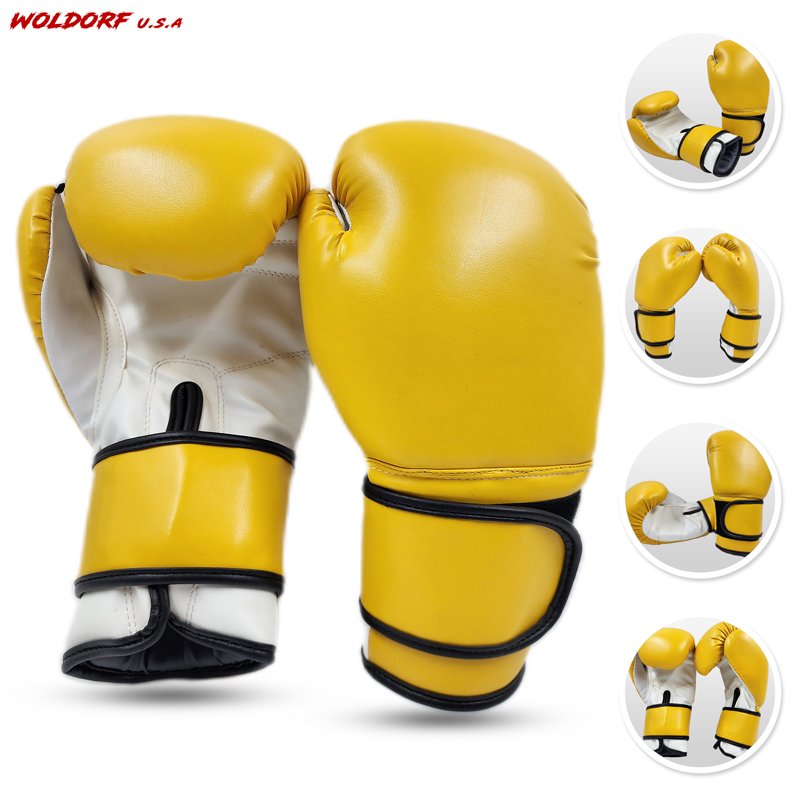 Woldorf USA Boxing Gloves Yellow Kickboxing, Grappling, Fighting Gloves