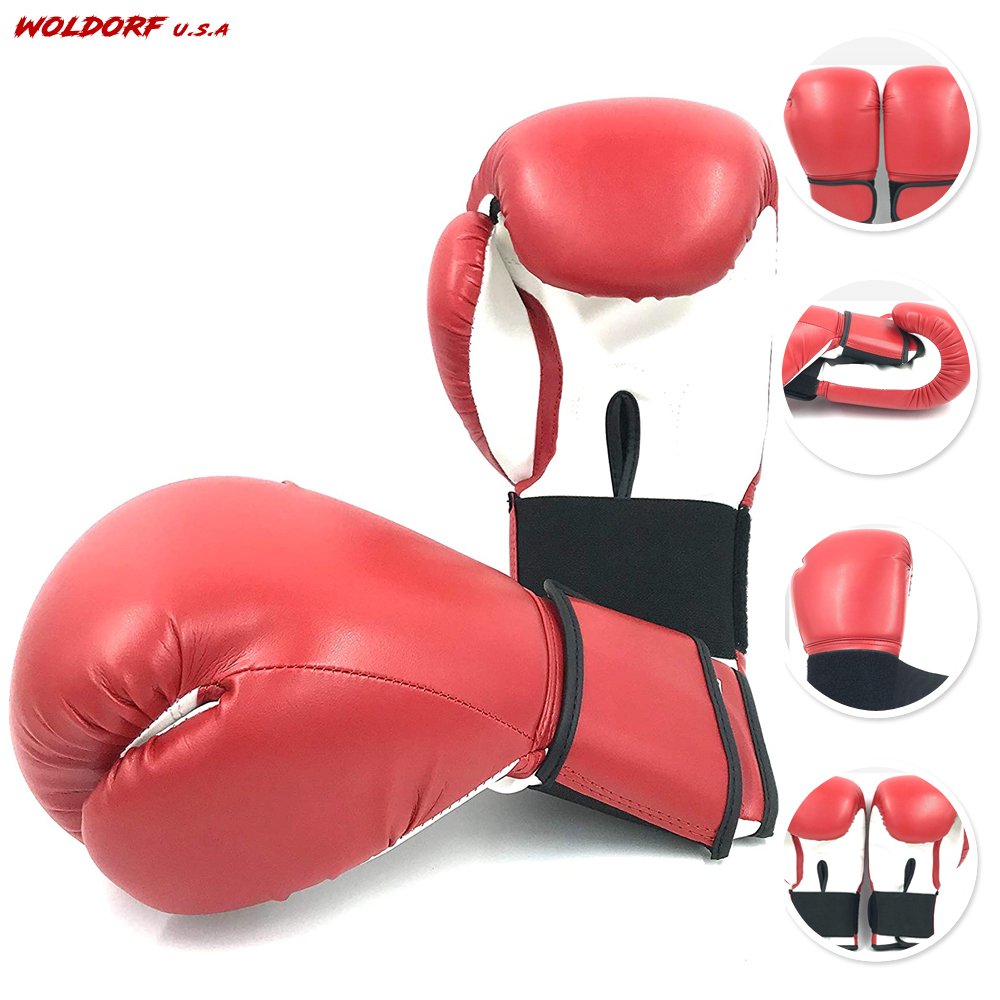 Woldorf USA Boxing Gloves Red Kickboxing, Grappling, Fighting Gloves
