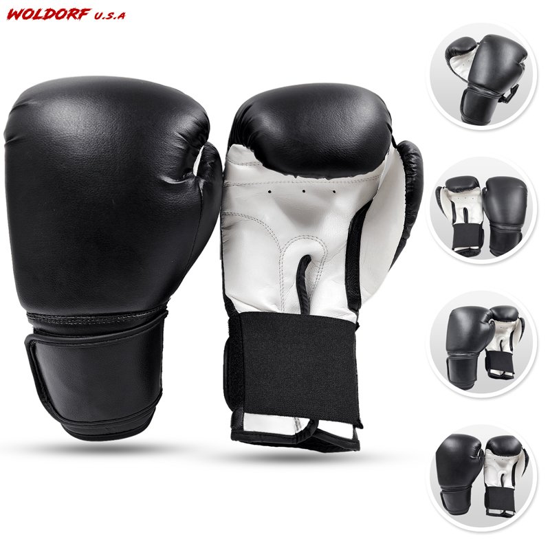 Woldorf USA Boxing Gloves Black Kickboxing, Grappling, Fighting Gloves