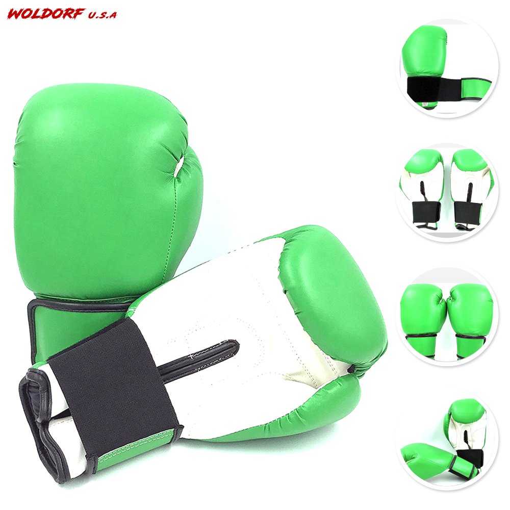 Woldorf USA Boxing Gloves Green Kickboxing, Grappling Gloves