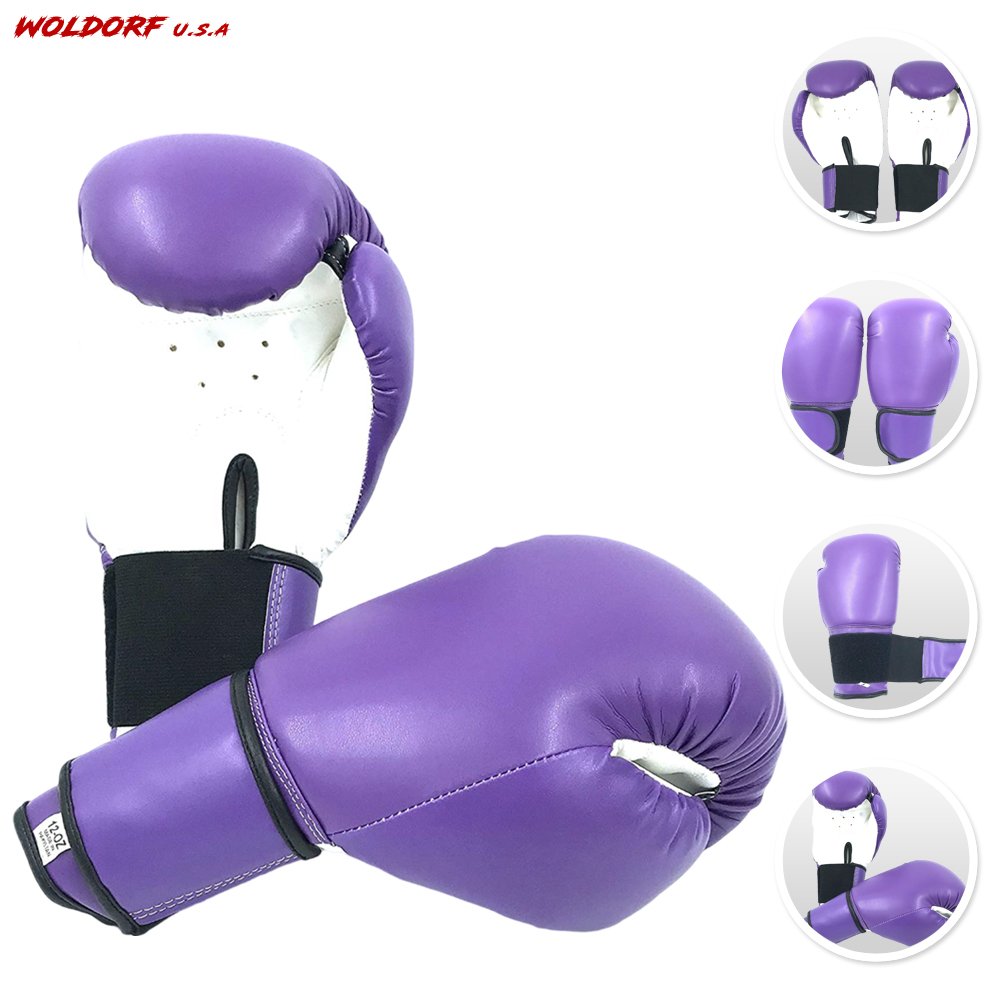 Woldorf USA Boxing Gloves Purple Kickboxing, Grappling Gloves