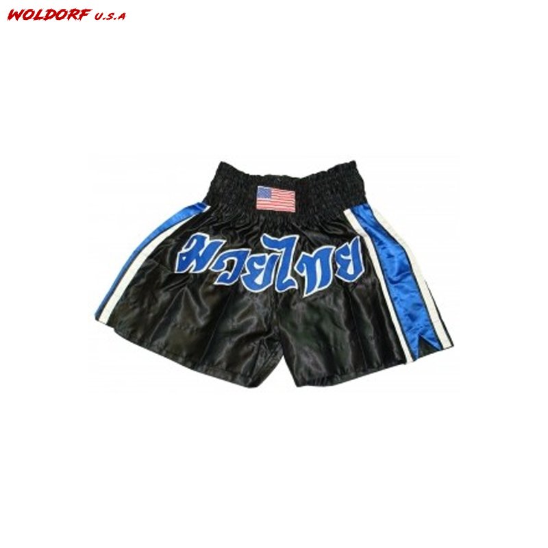 Muay Thai Kickboxing Short in Satin Blue color