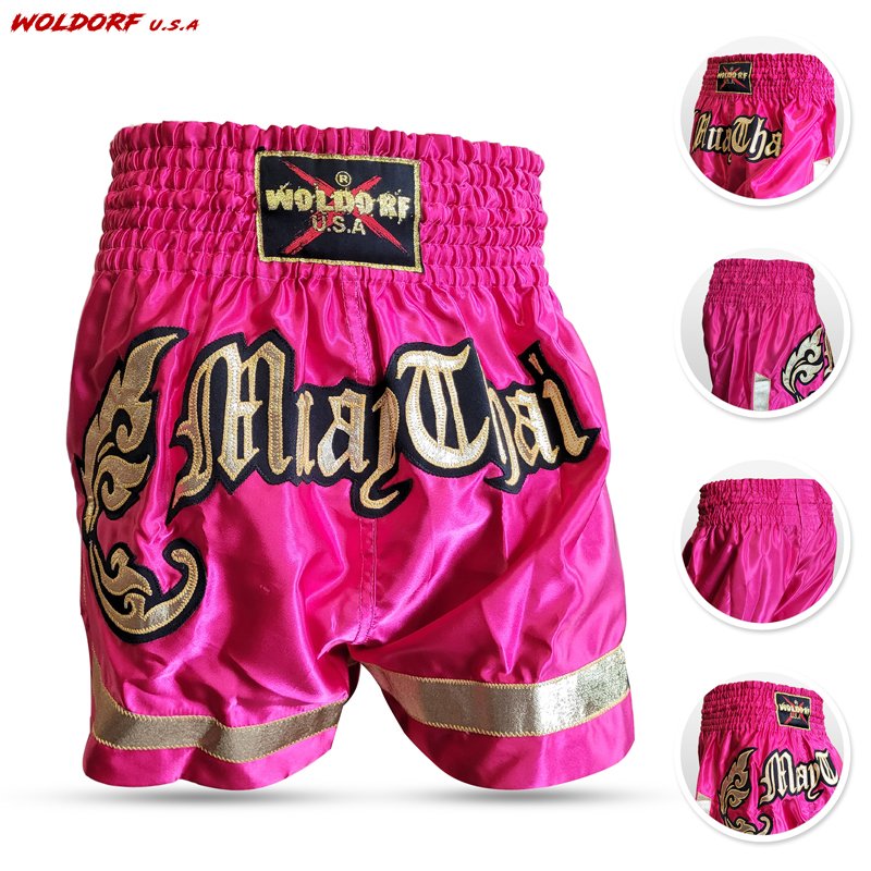 MUAY THAI SHORTS SPECIAL CUTT LETTERS PINK