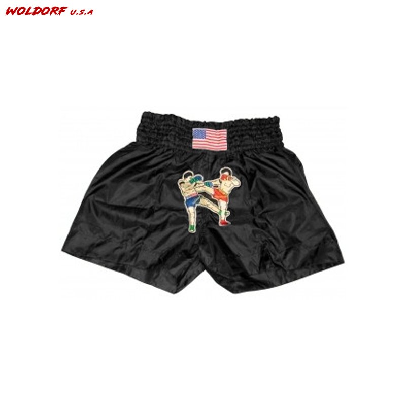 MUAY THAI NYLON Kickboxing SHORTS BLACK
