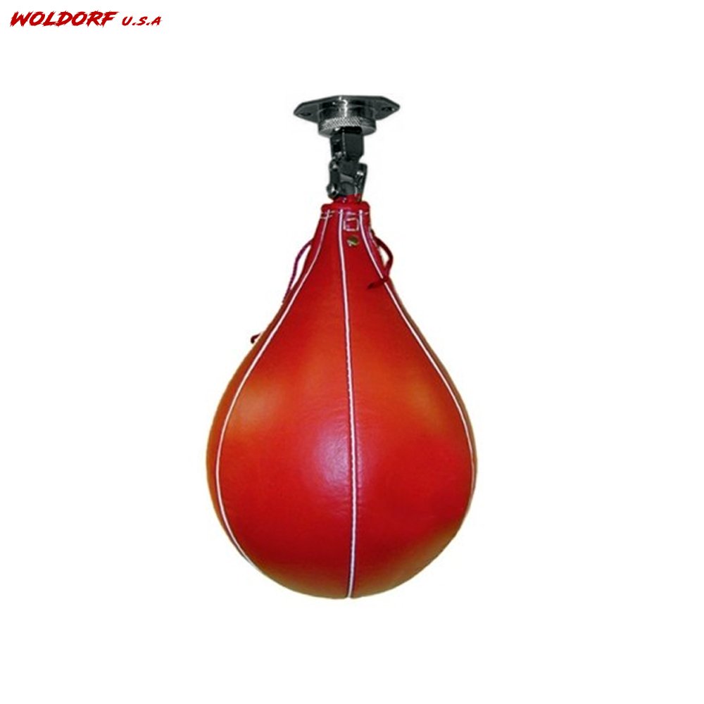 Speed bag in split leather with a swivel bearing