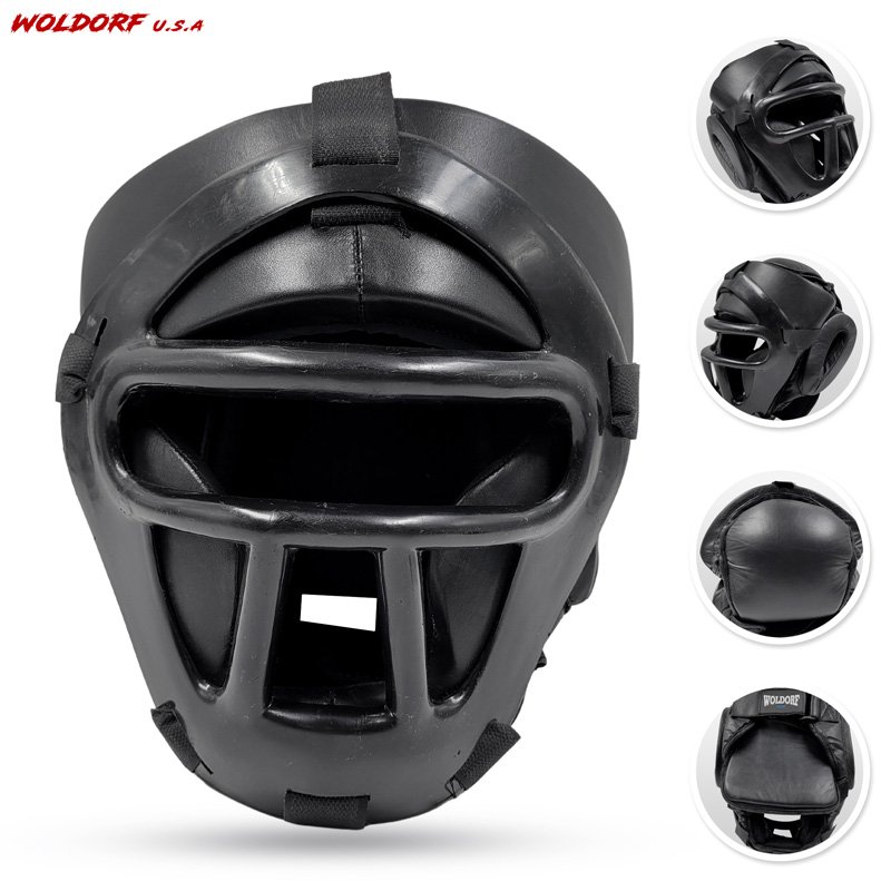 Head gear in leather with face cage,