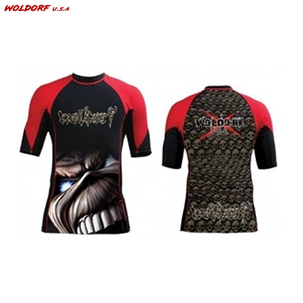 Sublimation Rash Guard in Red Gremlin Skull Design