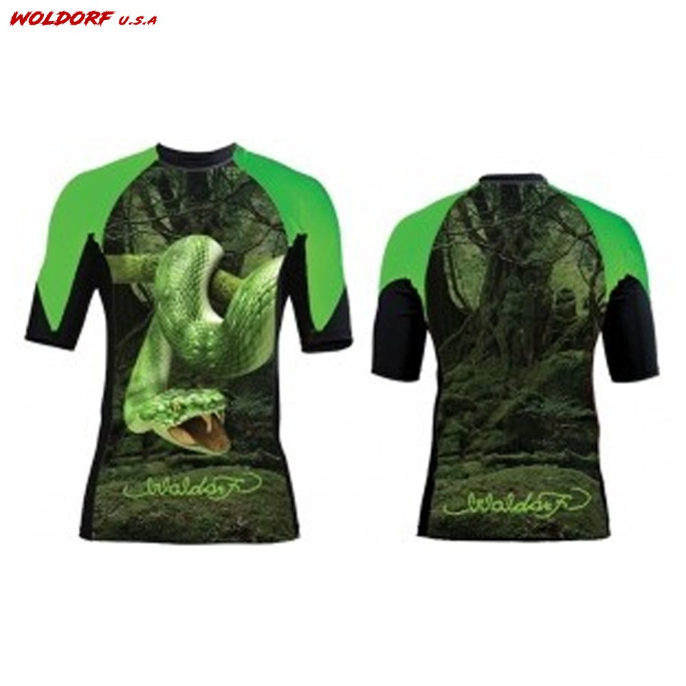 Sublimation Rash Guard in Green Snake Design