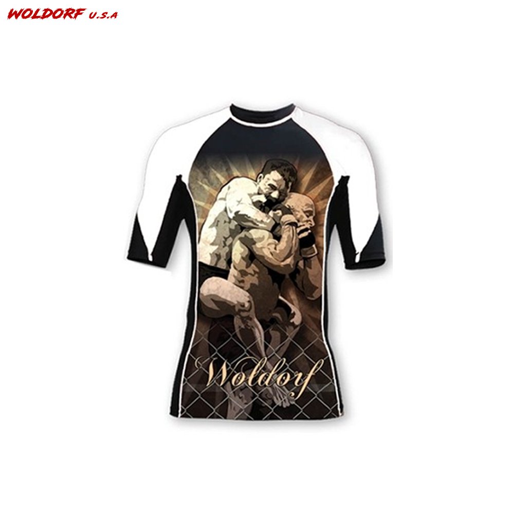 Sublimation Rash Guard in White Grappler Design