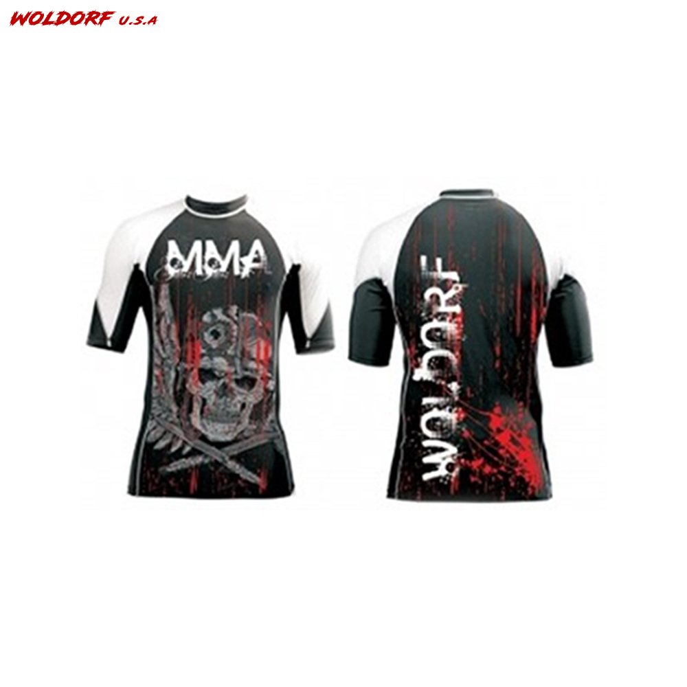 Sublimation Rash Guard in White Army Skull Design