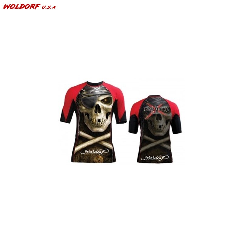Sublimation Rashguard in Red Pirate Skull Design