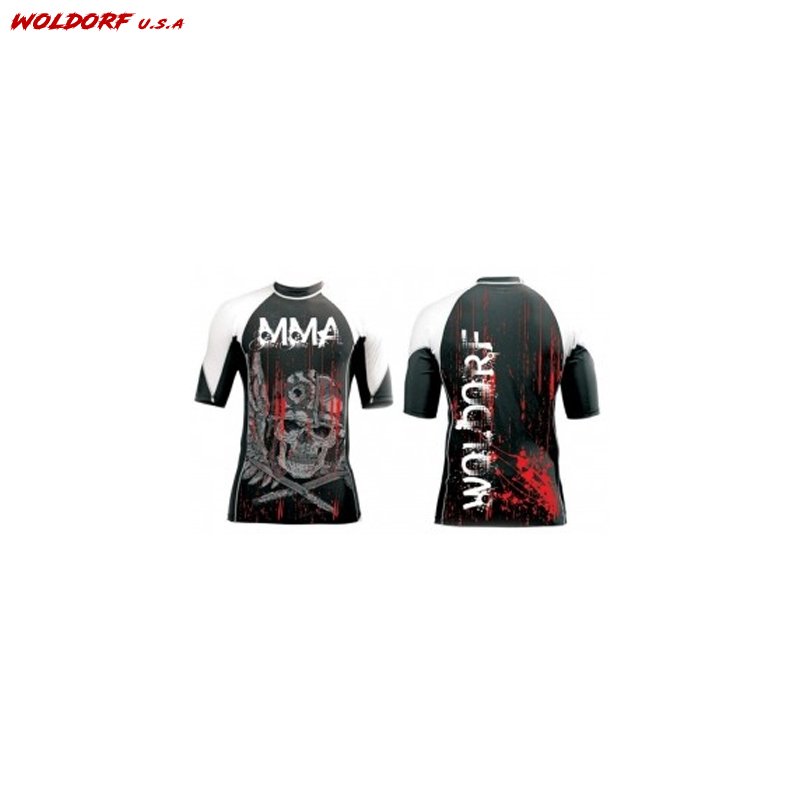 Sublimation Rash Guard in White Army Skull Design