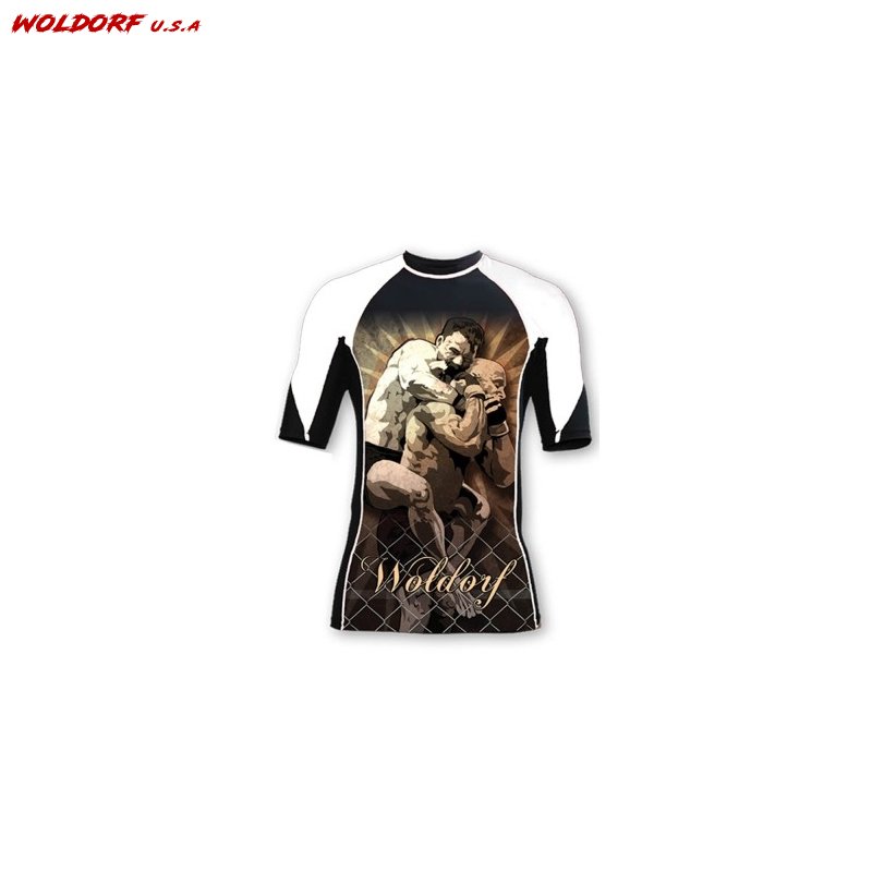 Sublimation Rash Guard in White Grappler Design