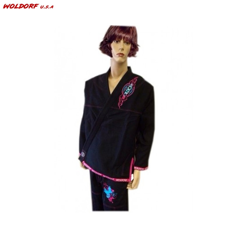 Woldorf USA Pearl Weave BJJ Kimono For Women (Black)