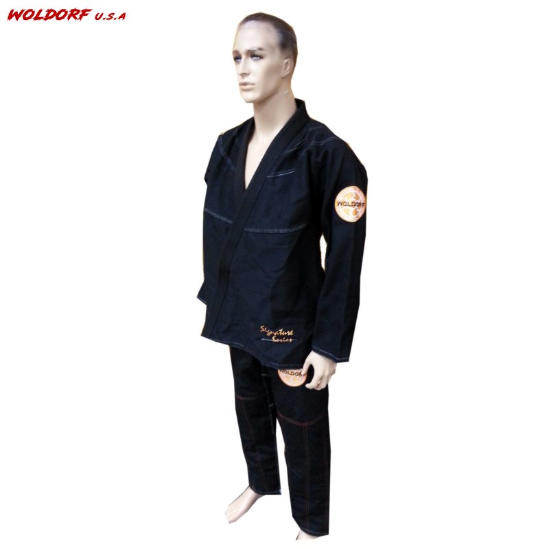 Woldorf USA Pearl Weave Jiu Jitsu Kimono in Black/Orange