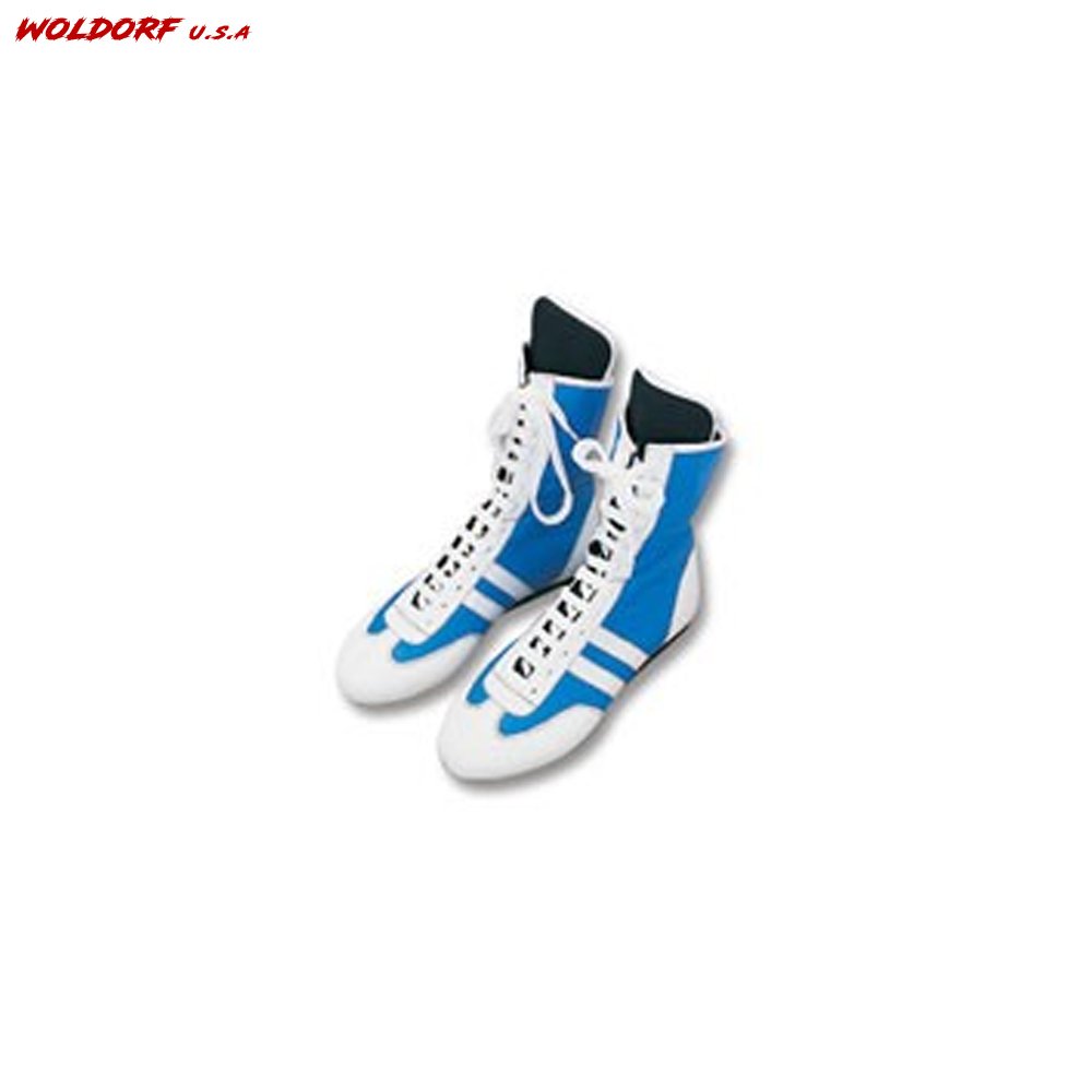Boxing Shoes Whit/ Blue Leather