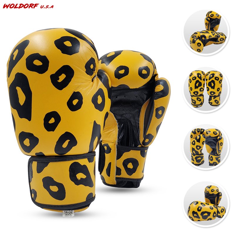 Cheetah boxing gloves in top grade leather