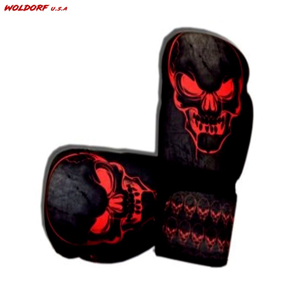 Washable Boxing Gloves Black/Red Skull