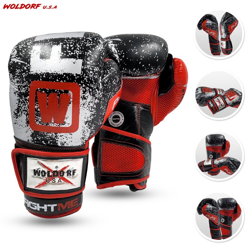 WOLDORF USA Boxing Gloves in leather in Black