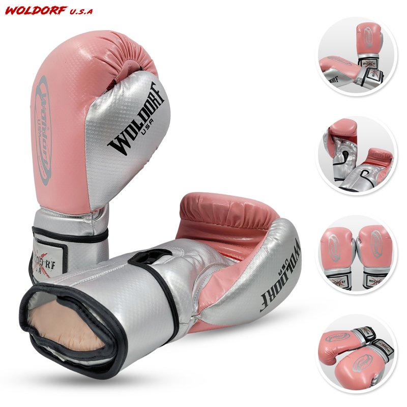 Boxing gloves pink and silver injection molded foam