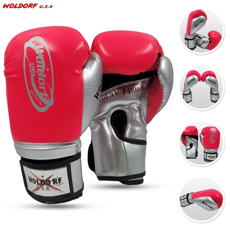 Boxing gloves pink and silver injection molded foam