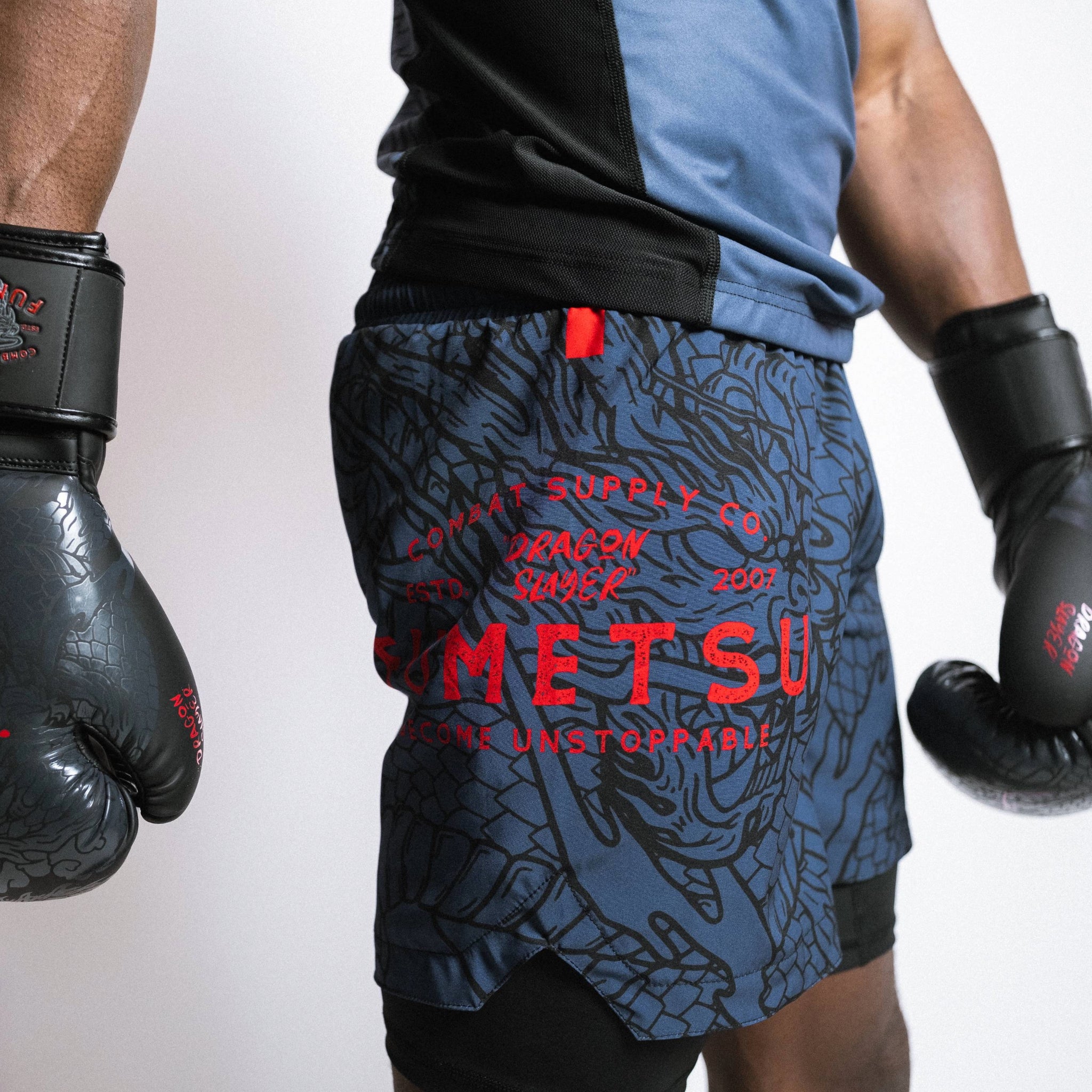 Dragon Slayer Dual Layer Shorts Blue/Black/Red