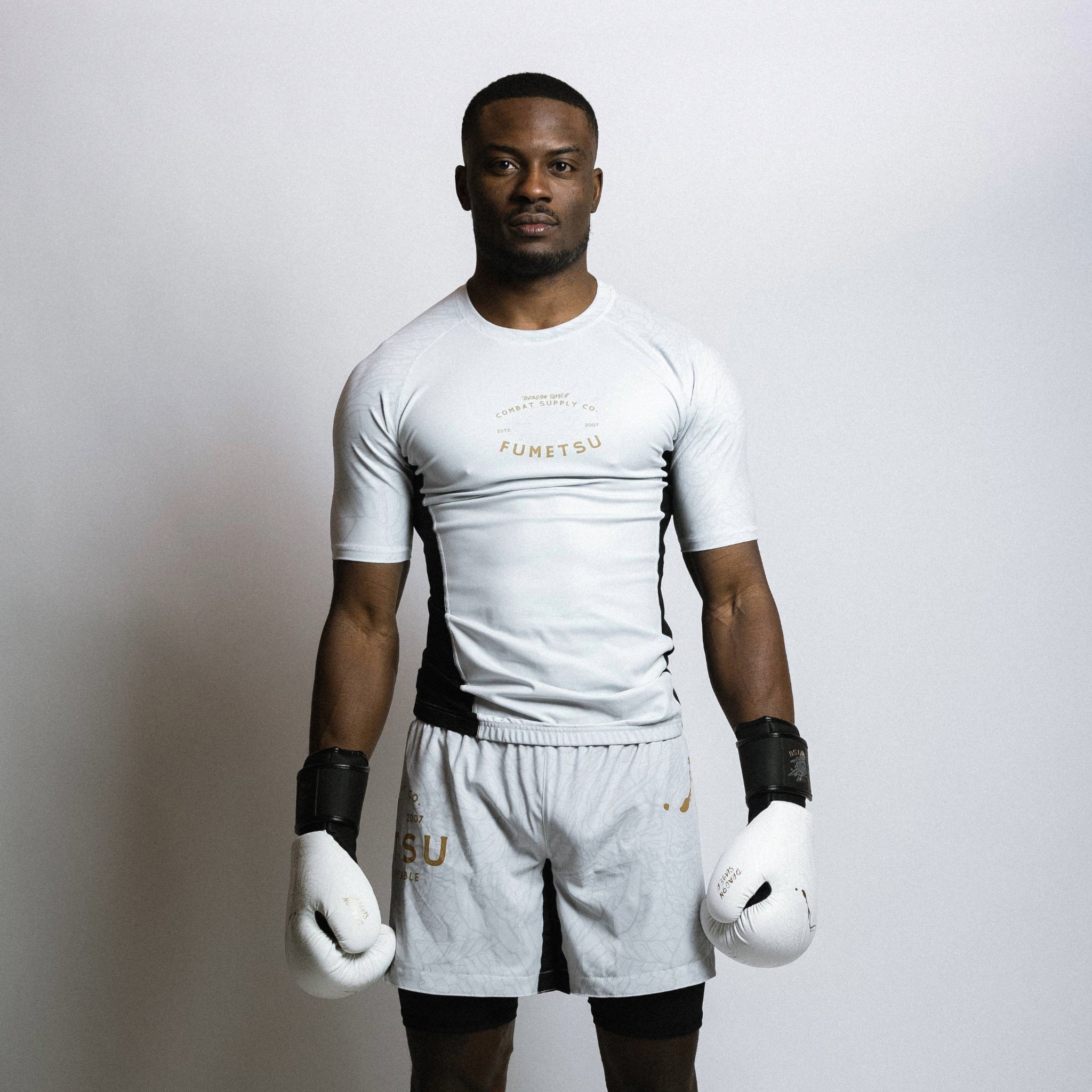 Dragon Slayer Short Sleeve Rash Guard White/Black/Gold