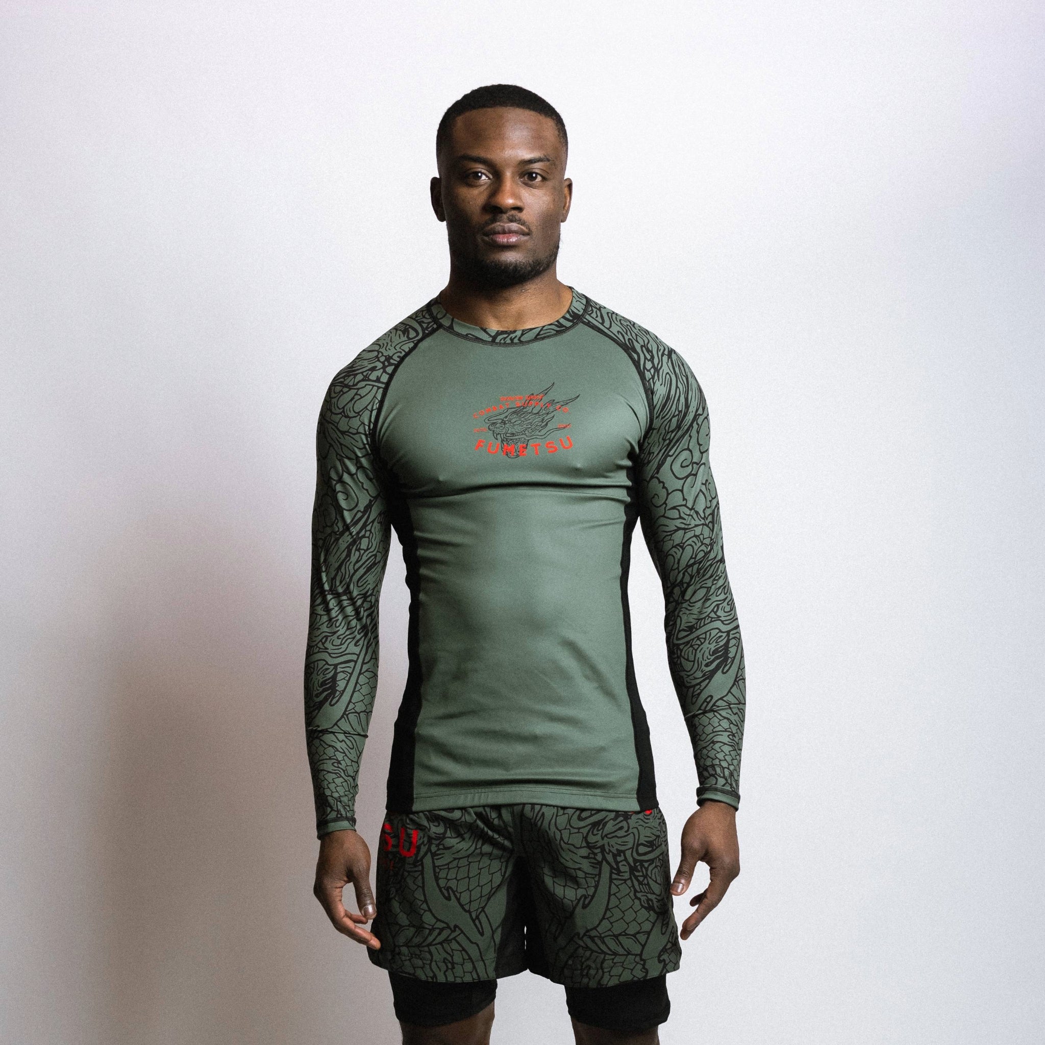 Dragon Slayer Long Sleeve Rash Guard Khaki/Orange