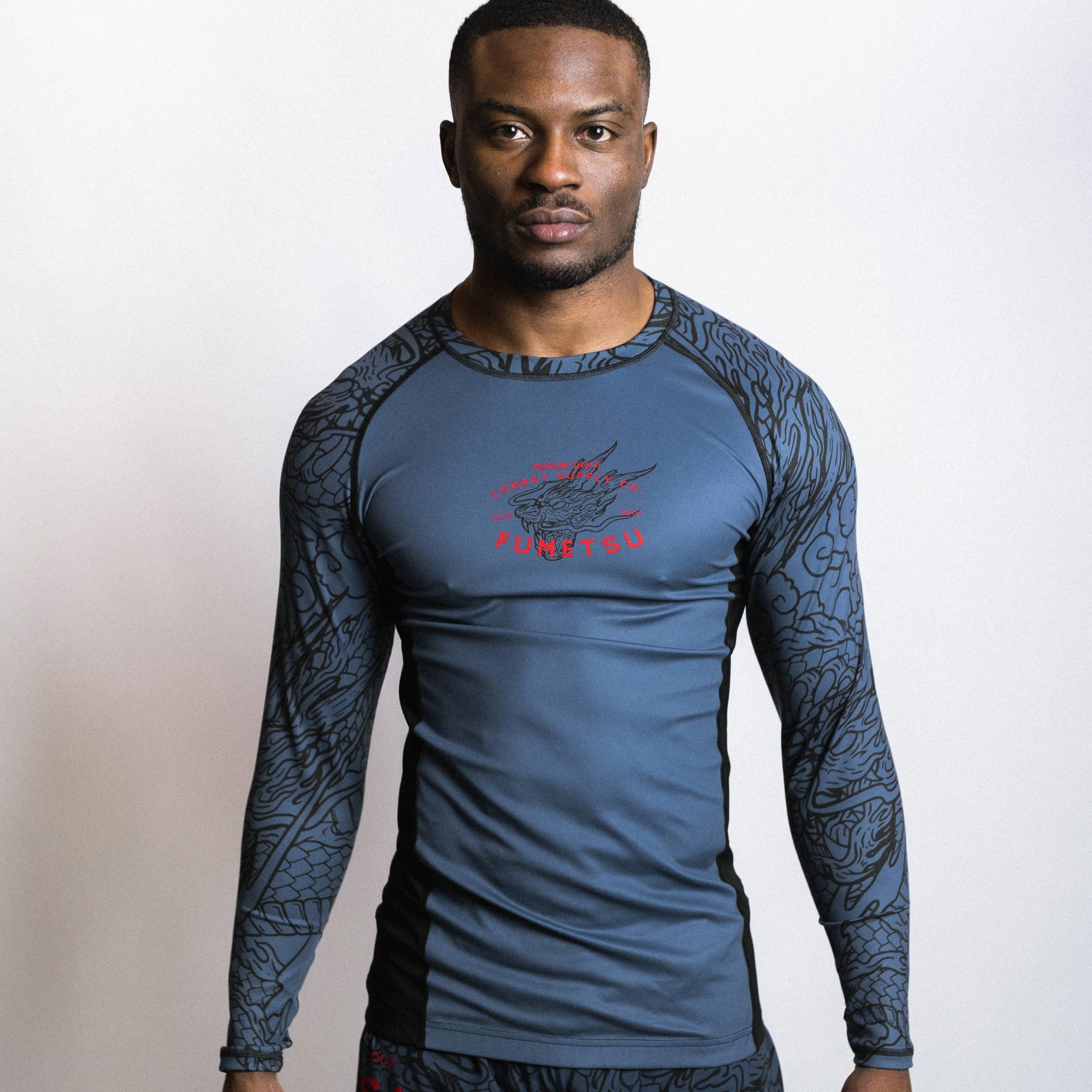 Dragon Slayer Long Sleeve Rash Guard Blue/Black/Red