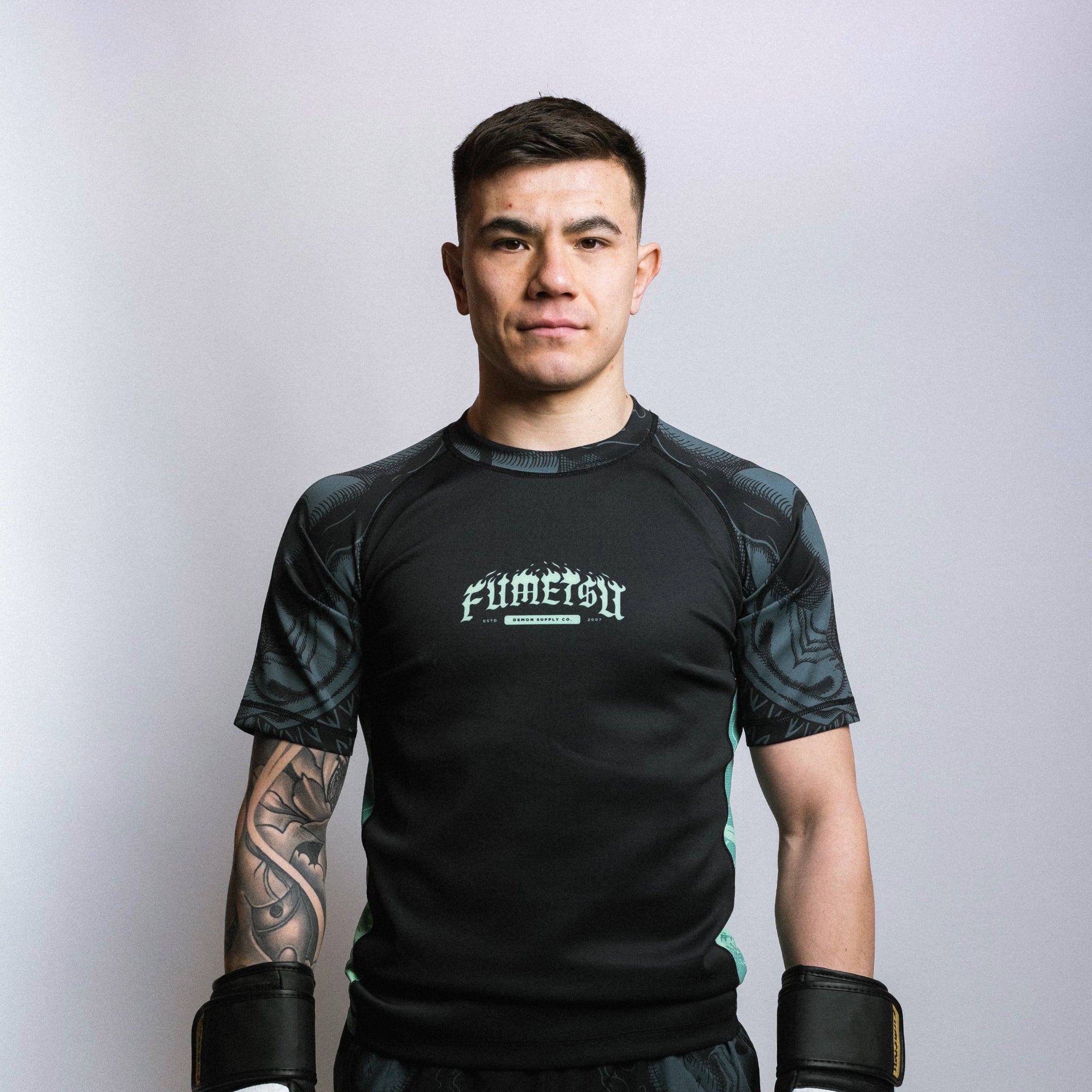 Oni Short Sleeve Rash Guard Black/Blue/Mint