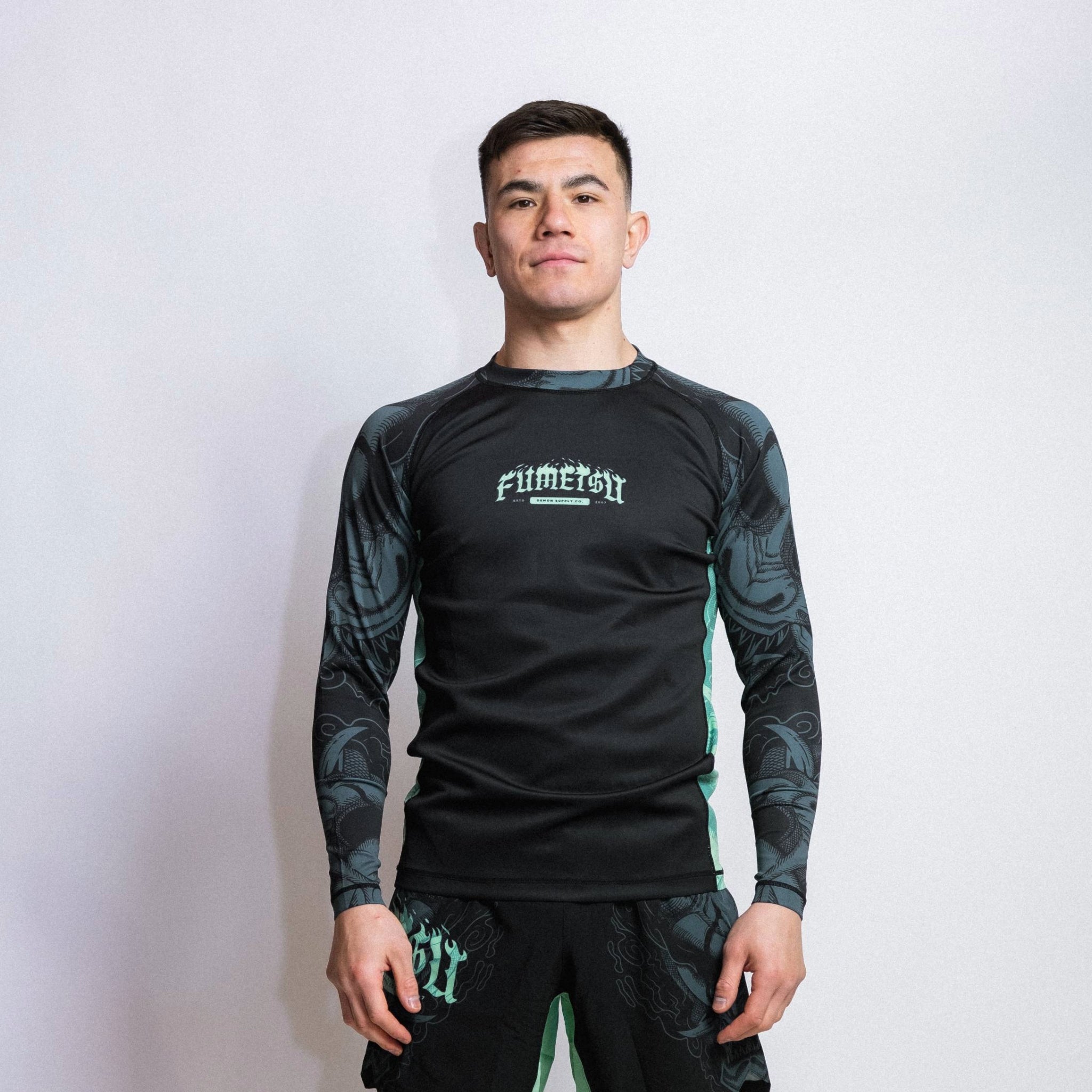 Oni Long Sleeve Rash Guard Black/Blue/Mint