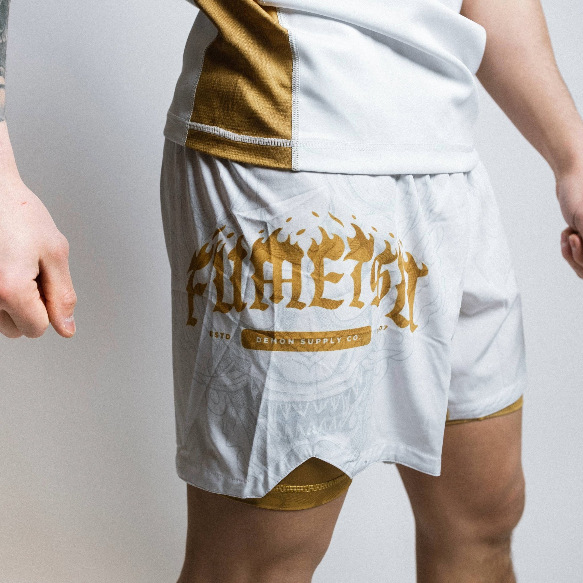 Oni Dual Layer Shorts White/Gold/Grey