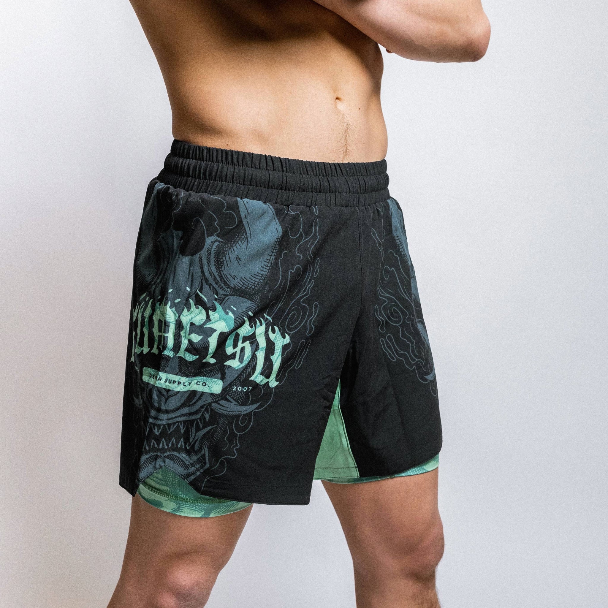 Oni Dual Layer Shorts Black/Blue/Mint