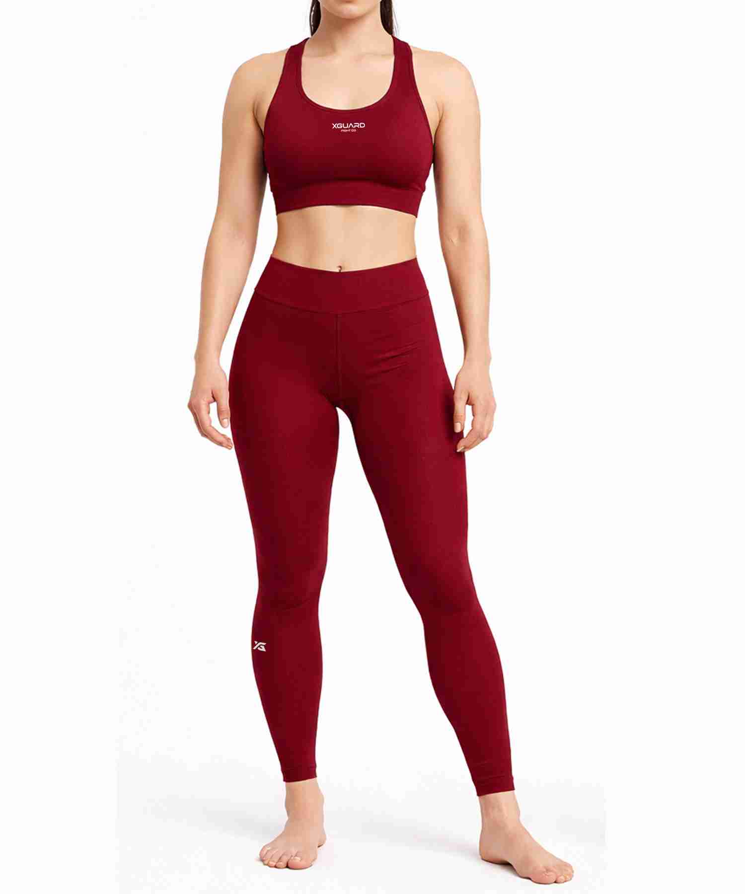 Compression Pants & Sports Bra Set | Burgundy