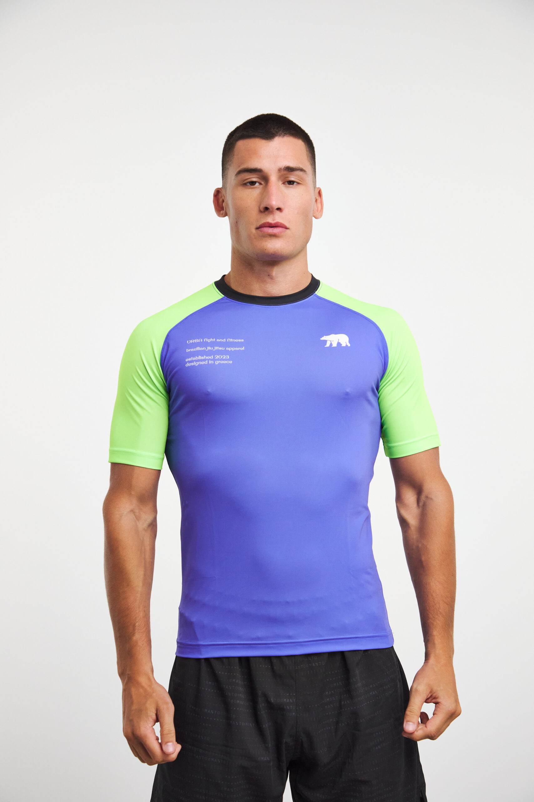 BJJ Rashguard purple-limegreen