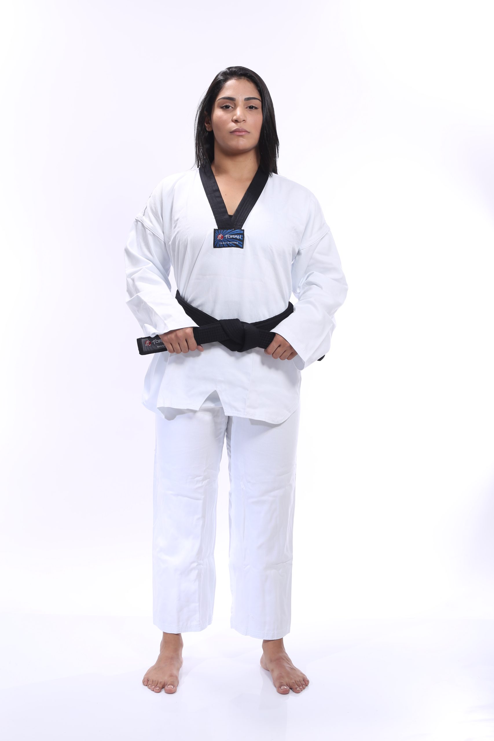 DOBOK TAEKWONDO REFORÇADO GOLA PRETA ADULTO