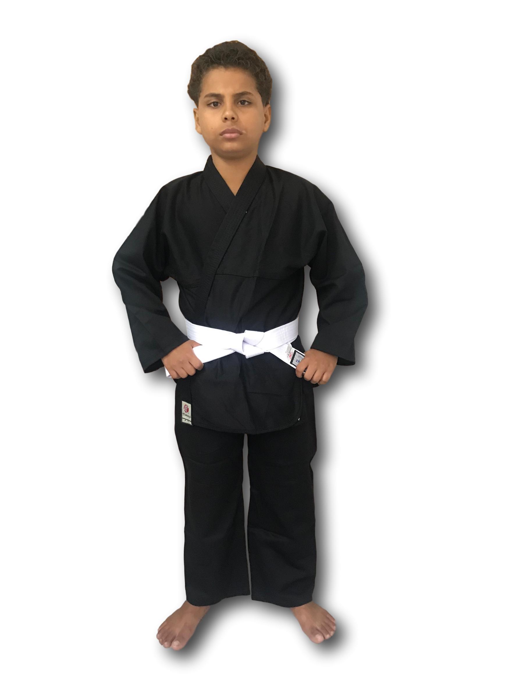 KIMONO KUNG-FU REFORÇADO PRETO INFANTIL