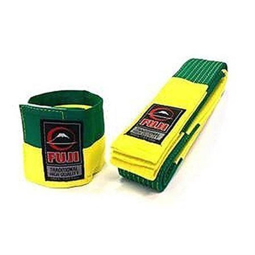 Fuji BJJ Belt Competition green/yellow incl. referee wristband