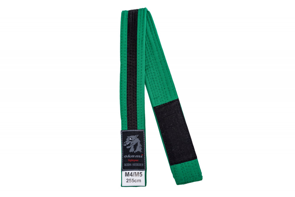 OKAMI Kids BJJ Belt grün / schwarz