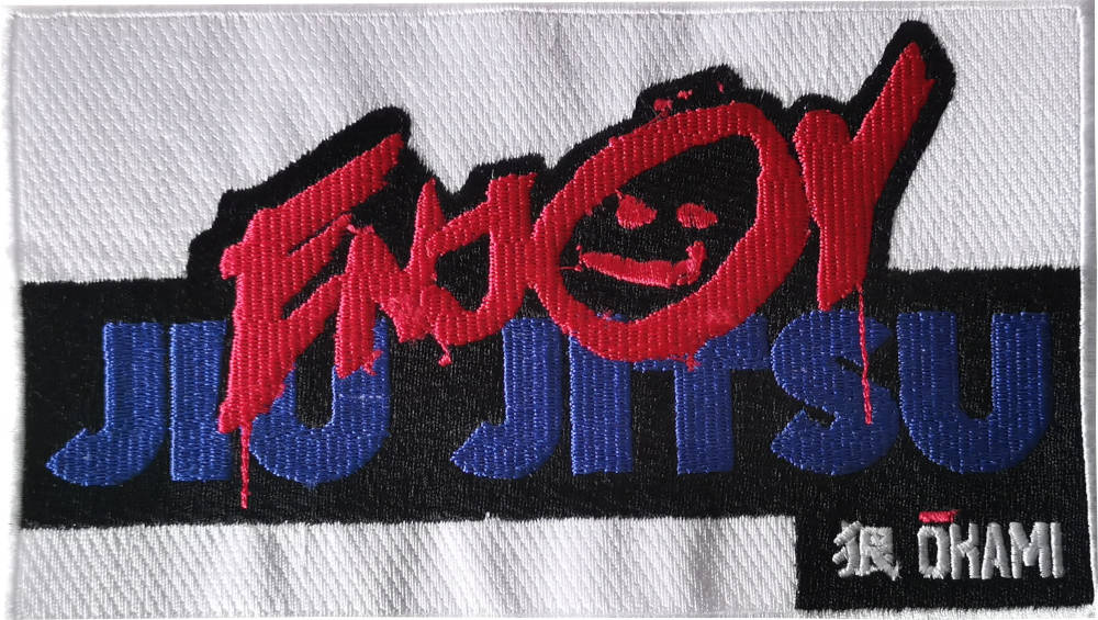 OKAMI fightgear Patch Enjoy Jiu Jitsu 20x12cm auf weiß