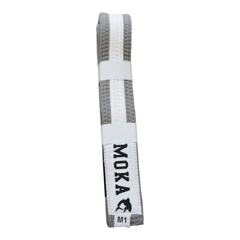 Børne BJJ Bælte - Moka Original - Grå Med Hvid