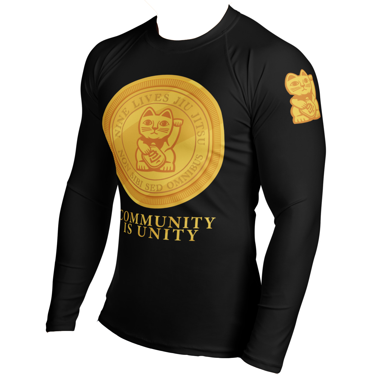 Gold Coin Money Cat Rashguard - Black