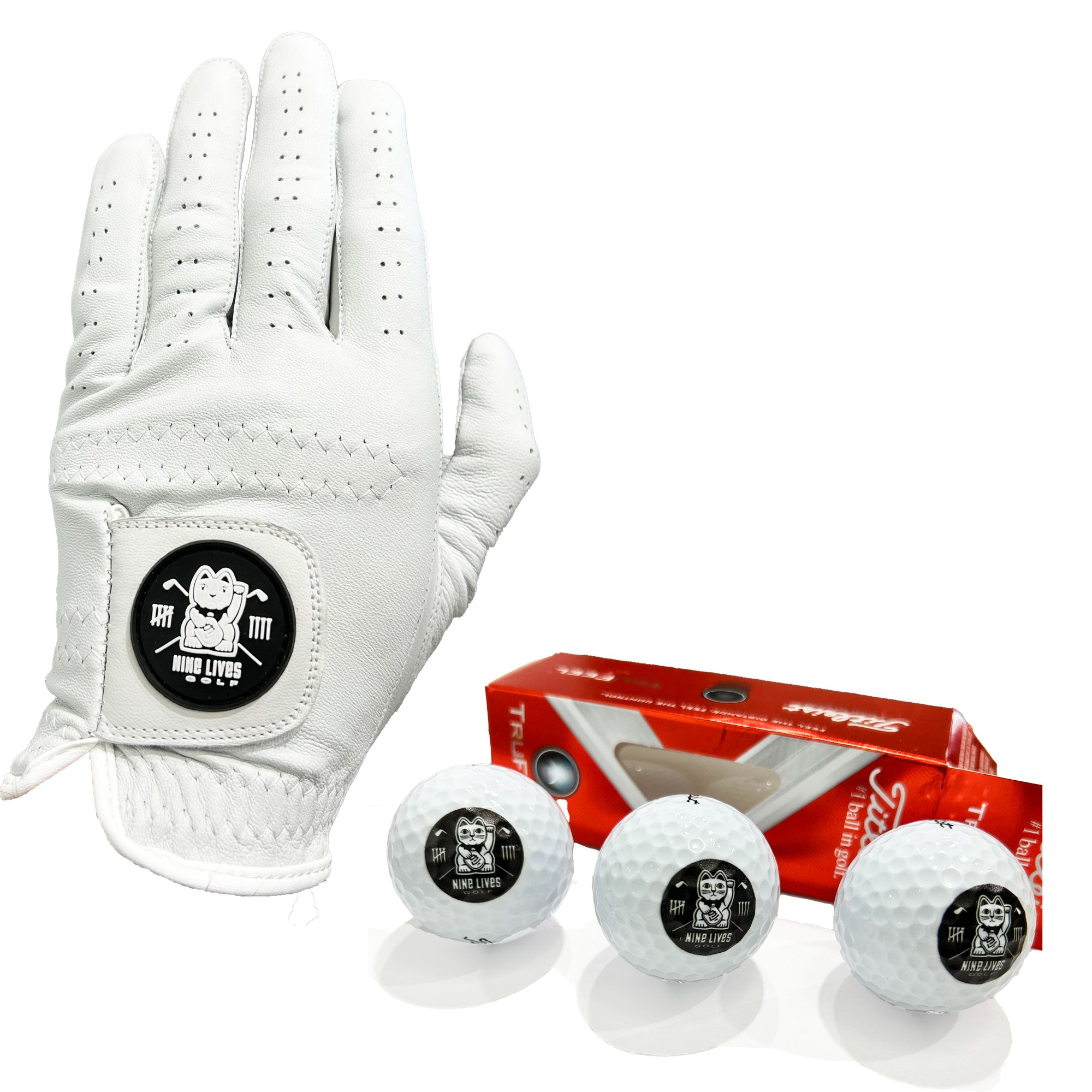 Nine Lives GRIPS Glove x Titleist TruFeel 3 Pack Golf Balls
