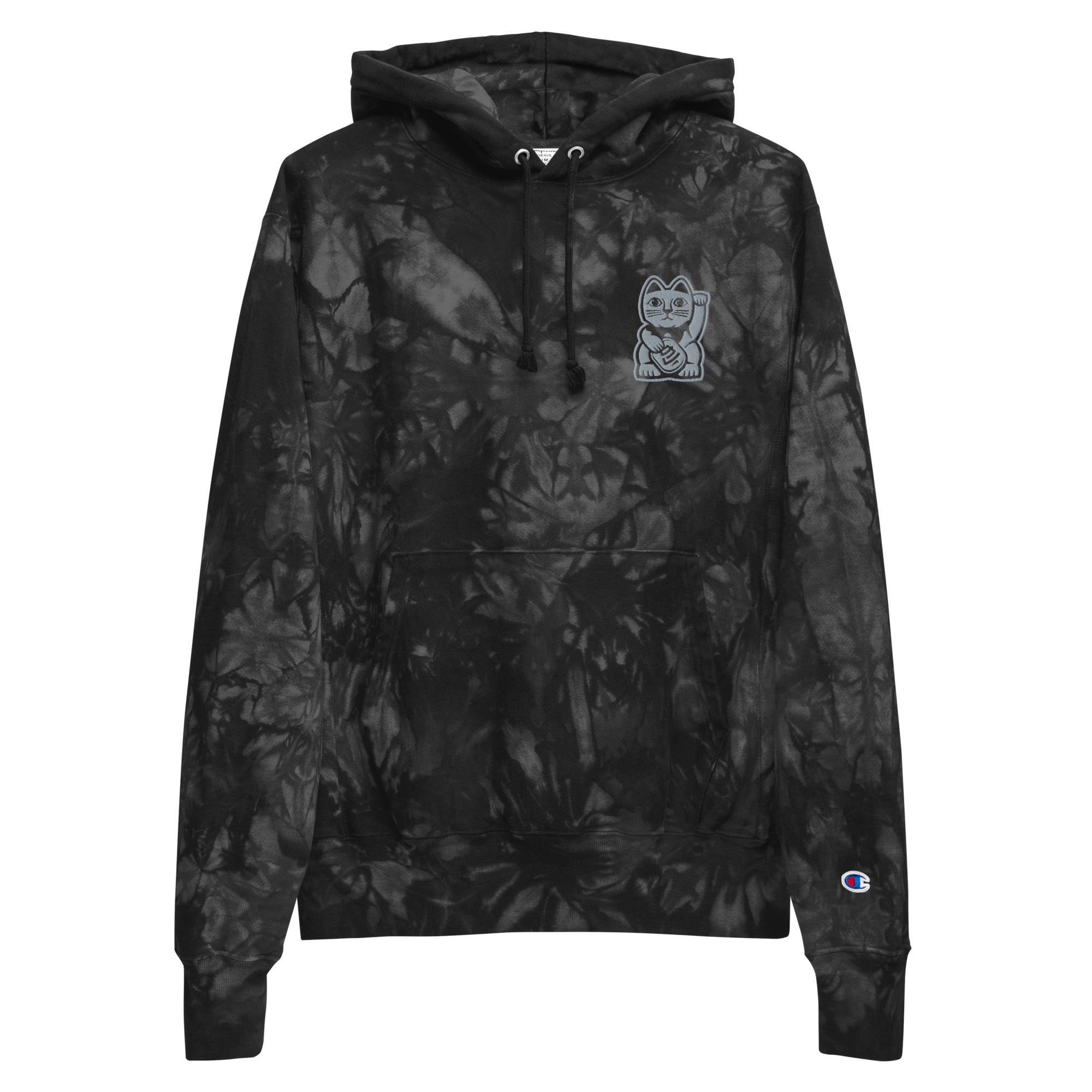 TIE DYE PULL OVER CHAMPION® HOODIE - BLACK
