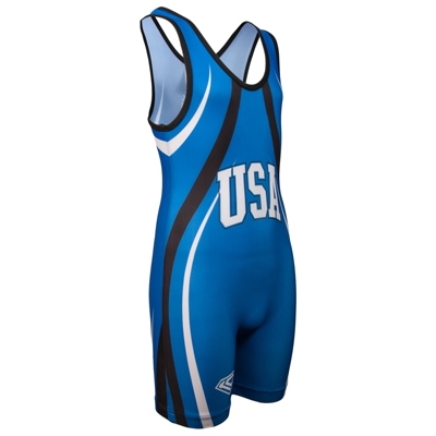 Wrestling Singlet by KO Sports Gear: USA – BLUE