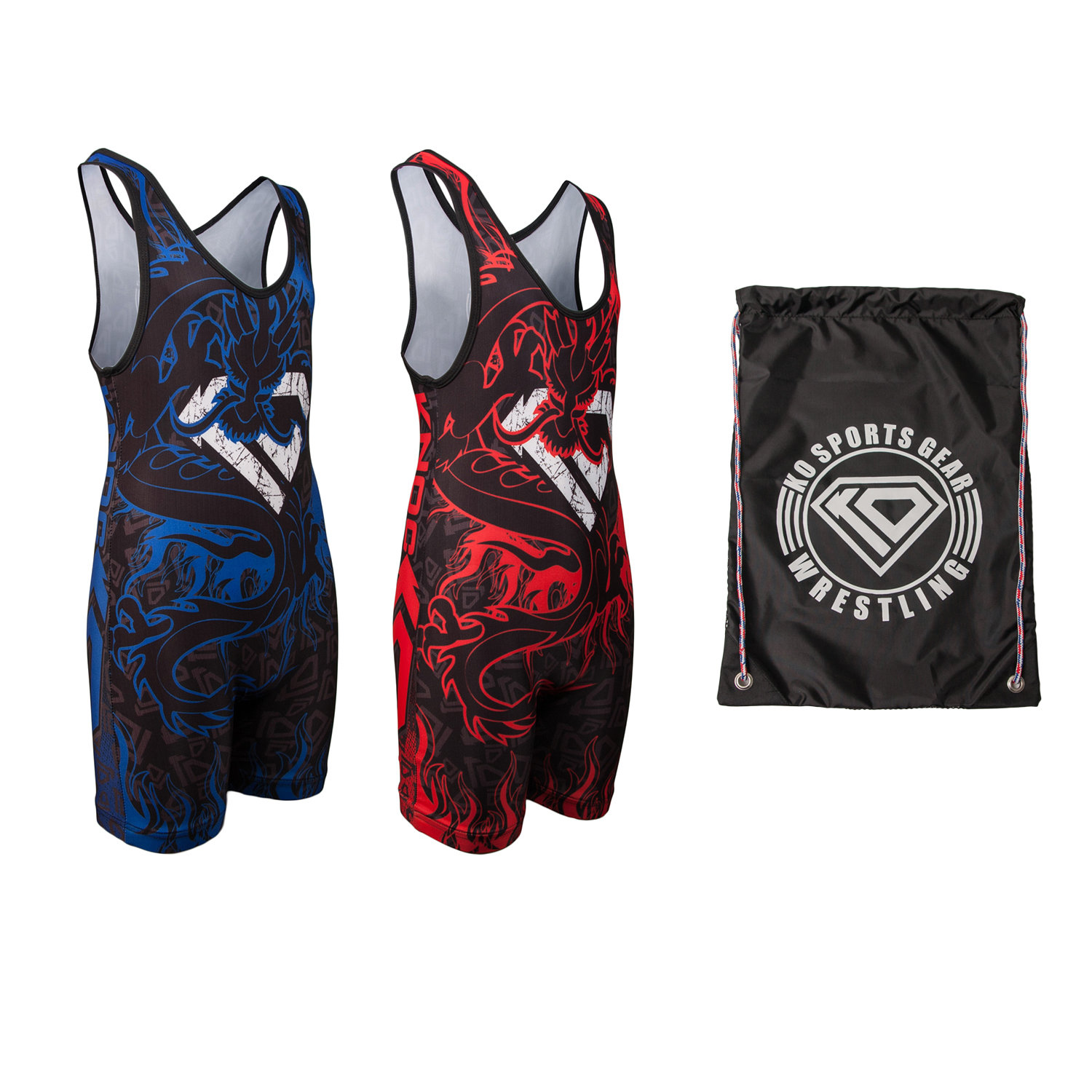 Wrestling Singlet Bundle by KO Sports Gear: DRAGON (Includes two singlets and gear bag)