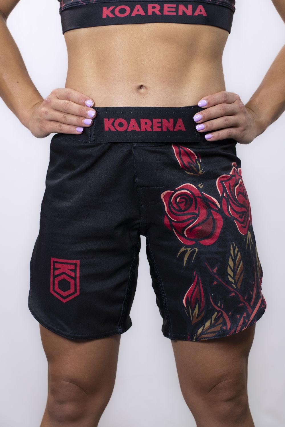 KOARENA Roses Fight Shorts Woman Negro