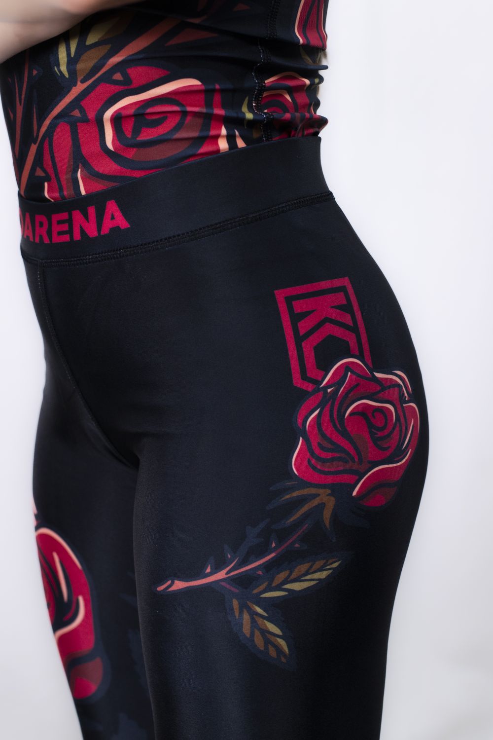 KOARENA Roses Leggins Woman Negro