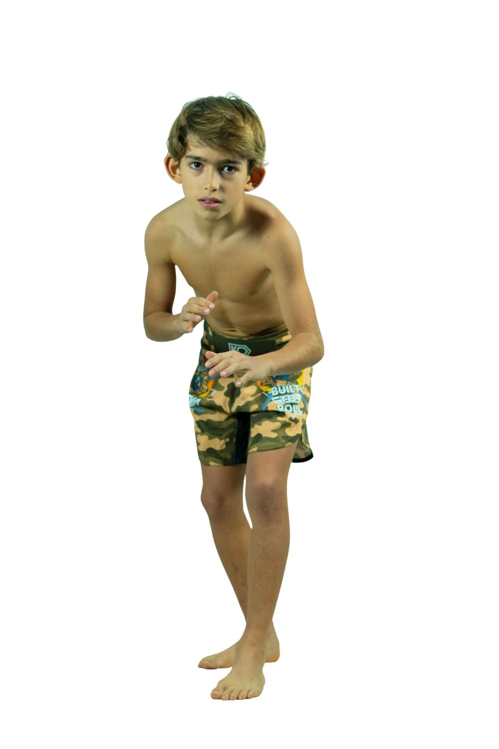 KOARENA Wordless Samurai Kids Fight Shorts Brown Camo